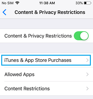 iPhone 上的 iTunes 和 App Store 购买设置选项