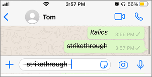 WhatsApp 中的删除线