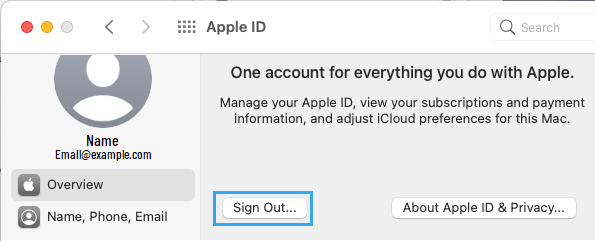 从 Mac 上的 iCloud 注销