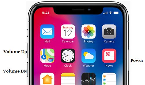 iPhone X 上的音量和电源按钮