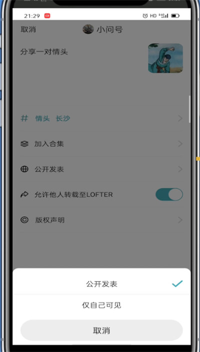 lofter中进行锁文的简单步骤截图