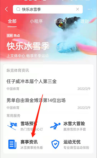支付宝如何查询冬奥赛事