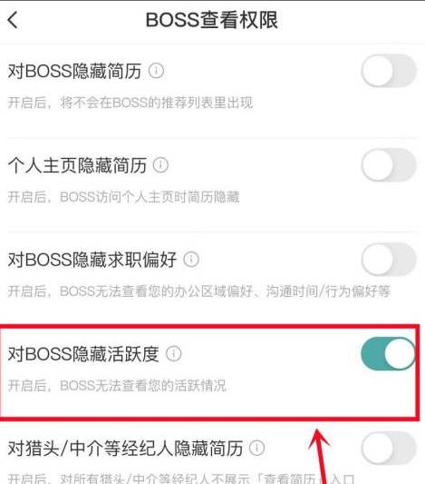 boss直聘在哪里隐藏活跃度 关闭活跃度流程详解 4