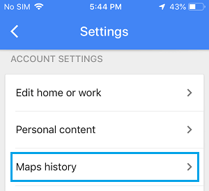 iPhone 上的 Google 地图历史标签