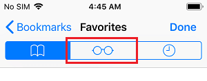 iPhone Safari 浏览器上的阅读列表图标