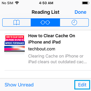 在 iPhone 上编辑 Safari 阅读列表