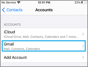 在 iPhone 上选择 Gmail 帐户