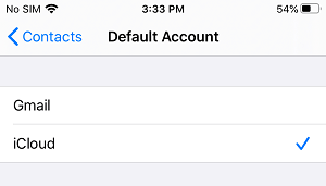 为 iPhone 上的联系人选择默认帐户