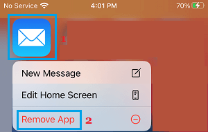 删除 iPhone 邮件应用程序