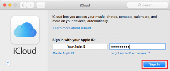 使用 Apple ID 和密码登录 iCloud