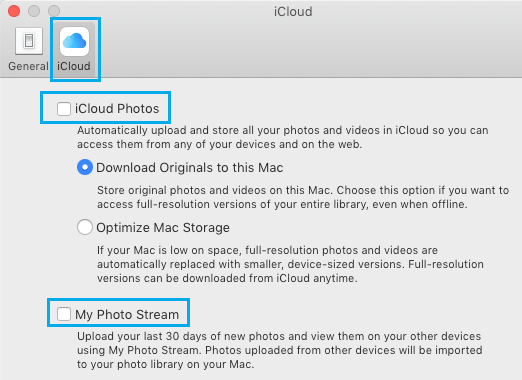 在 Mac 上禁用 iCloud 照片和我的照片流