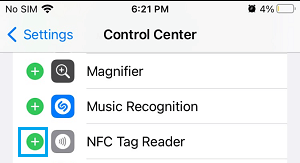 将 NFC 标签阅读器添加到 iPhone 控制中心