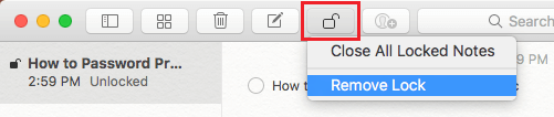 在 Mac 上删除受保护笔记上的锁定