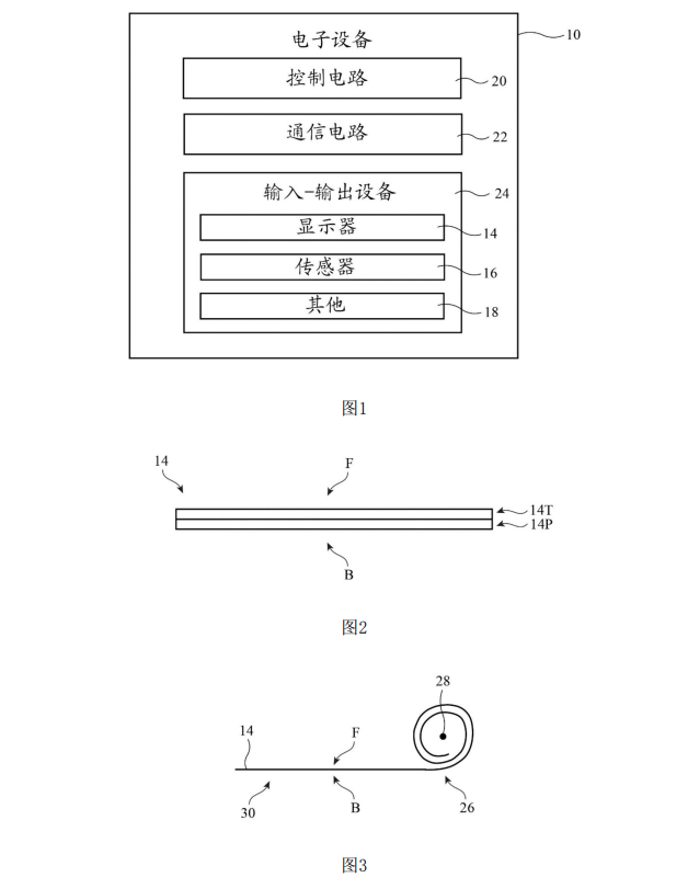 苹果新专利：具有可卷曲显示器的电子设备