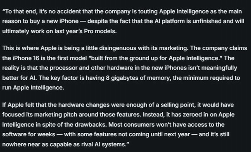 苹果iPhone 16遭吐槽：AI功能成了摆设？